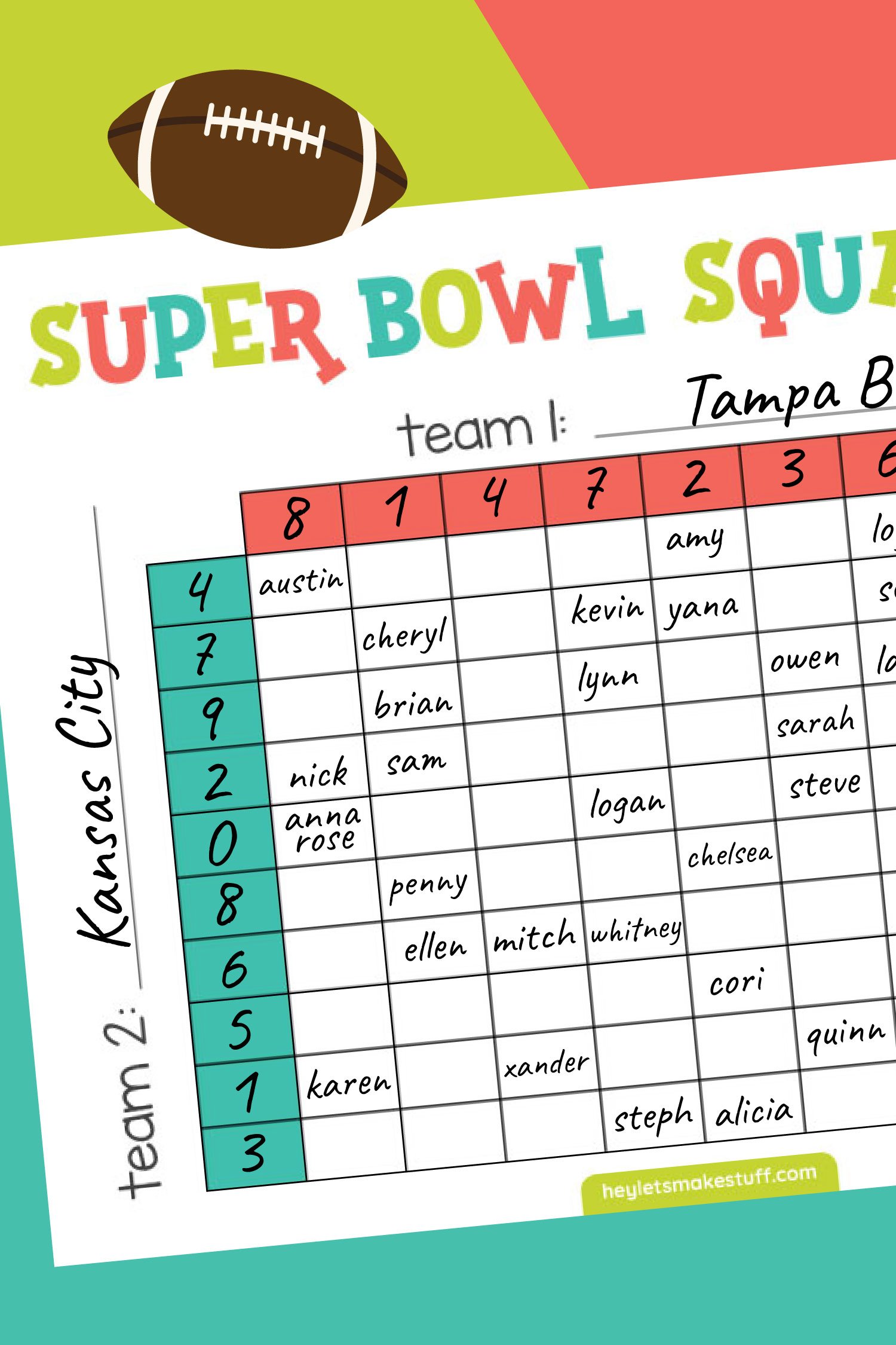 80 Super Bowl Squares Templates Free Ideas 44