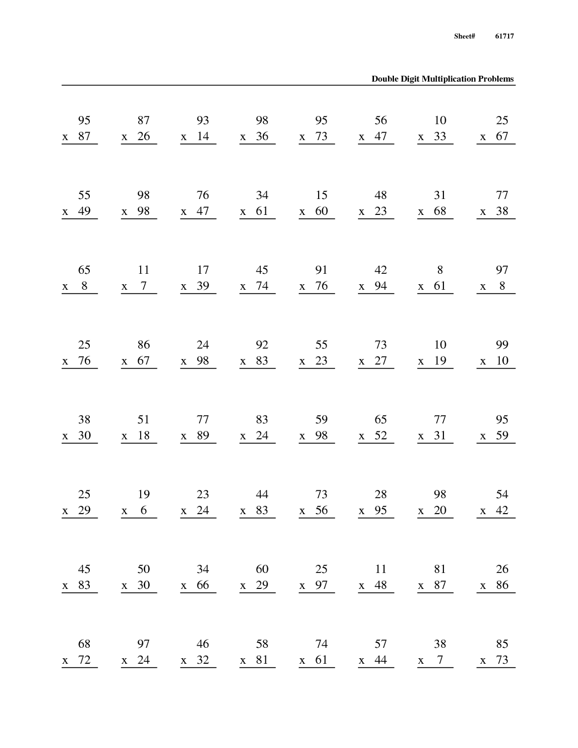 Best 50 5Th Grade Multiplication Worksheets Ideas 47