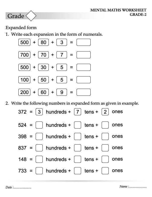 20 2Nd Grade Math Worksheets Expanded Form