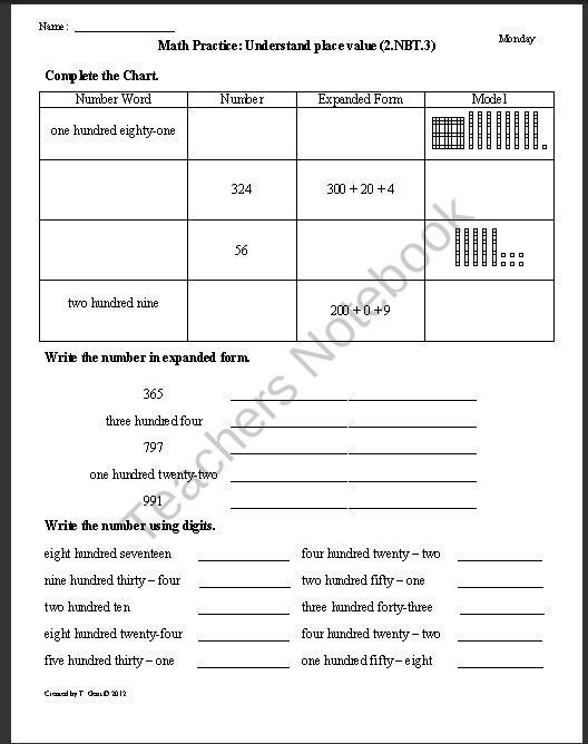 20 2Nd Grade Math Worksheets Expanded Form