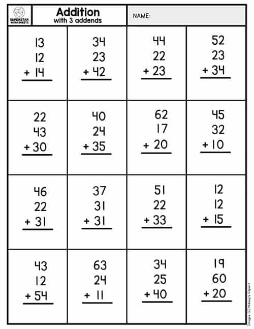 20 Addition Worksheets For Grade 3