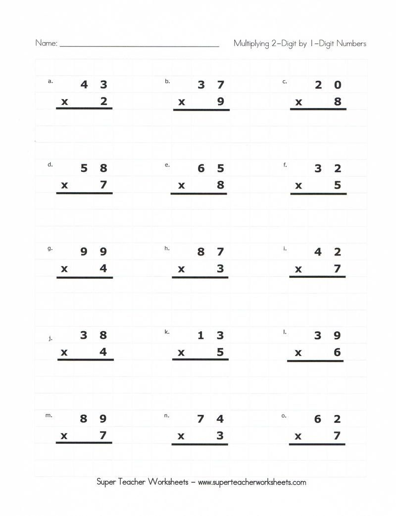 20 Easy 2Digit Multiplication Worksheets Grade 1