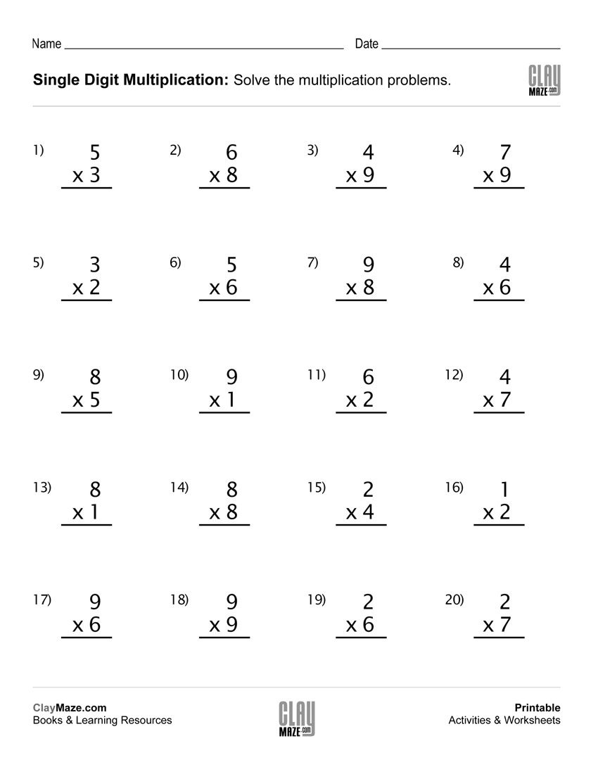 20 Easy 2Digit Multiplication Worksheets Grade 1