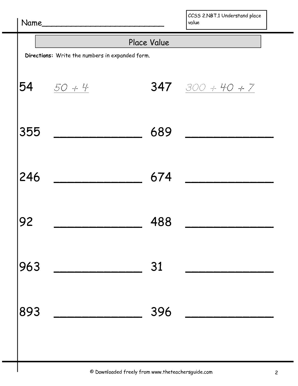 30 2Nd Grade Math Worksheets Expanded Form