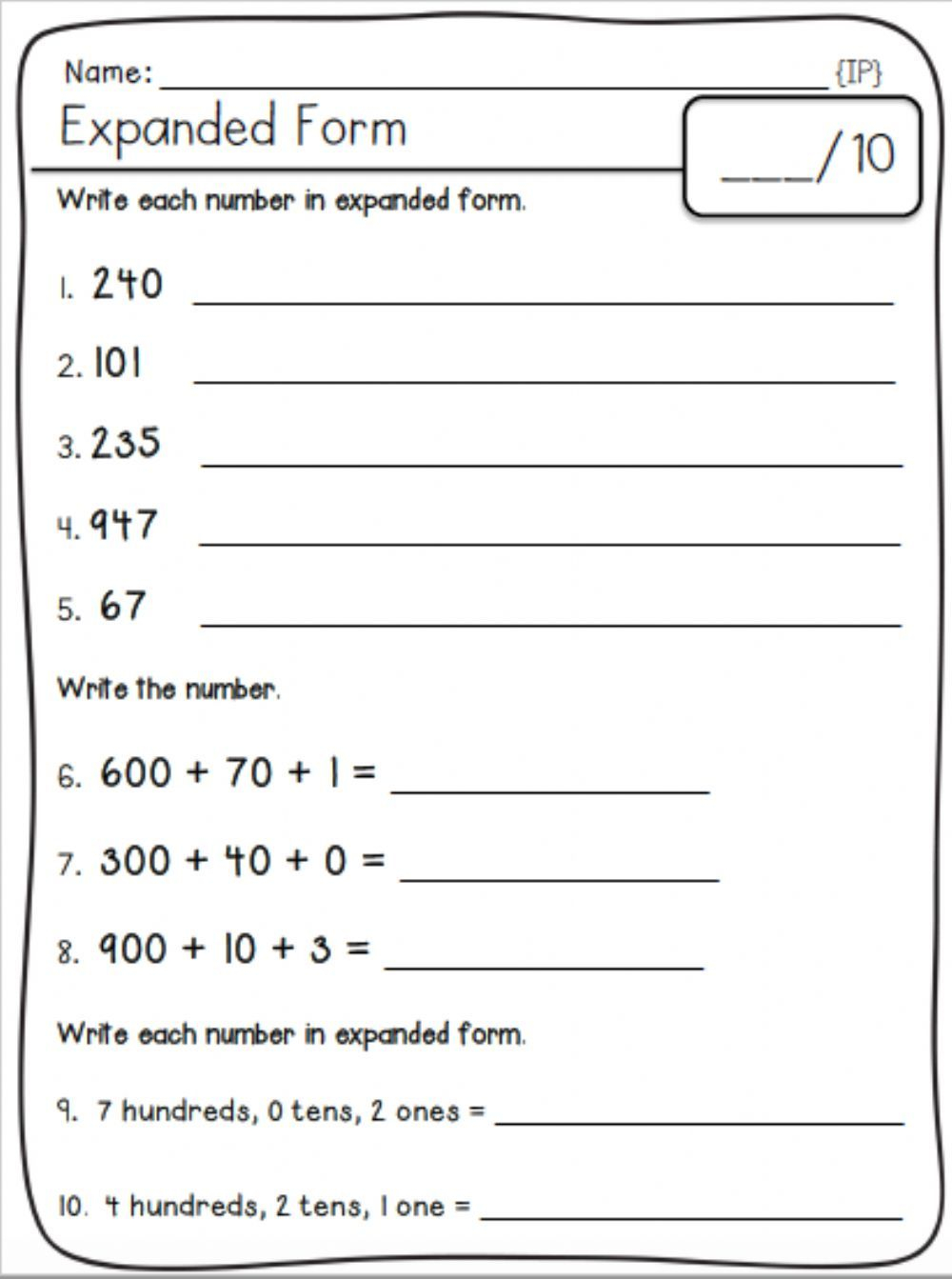 30 2Nd Grade Math Worksheets Expanded Form