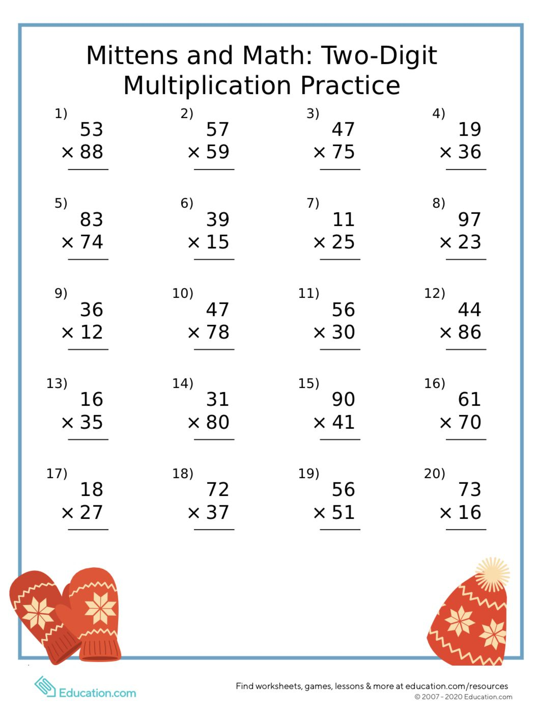 30 Easy 2Digit Multiplication Worksheets Grade 1