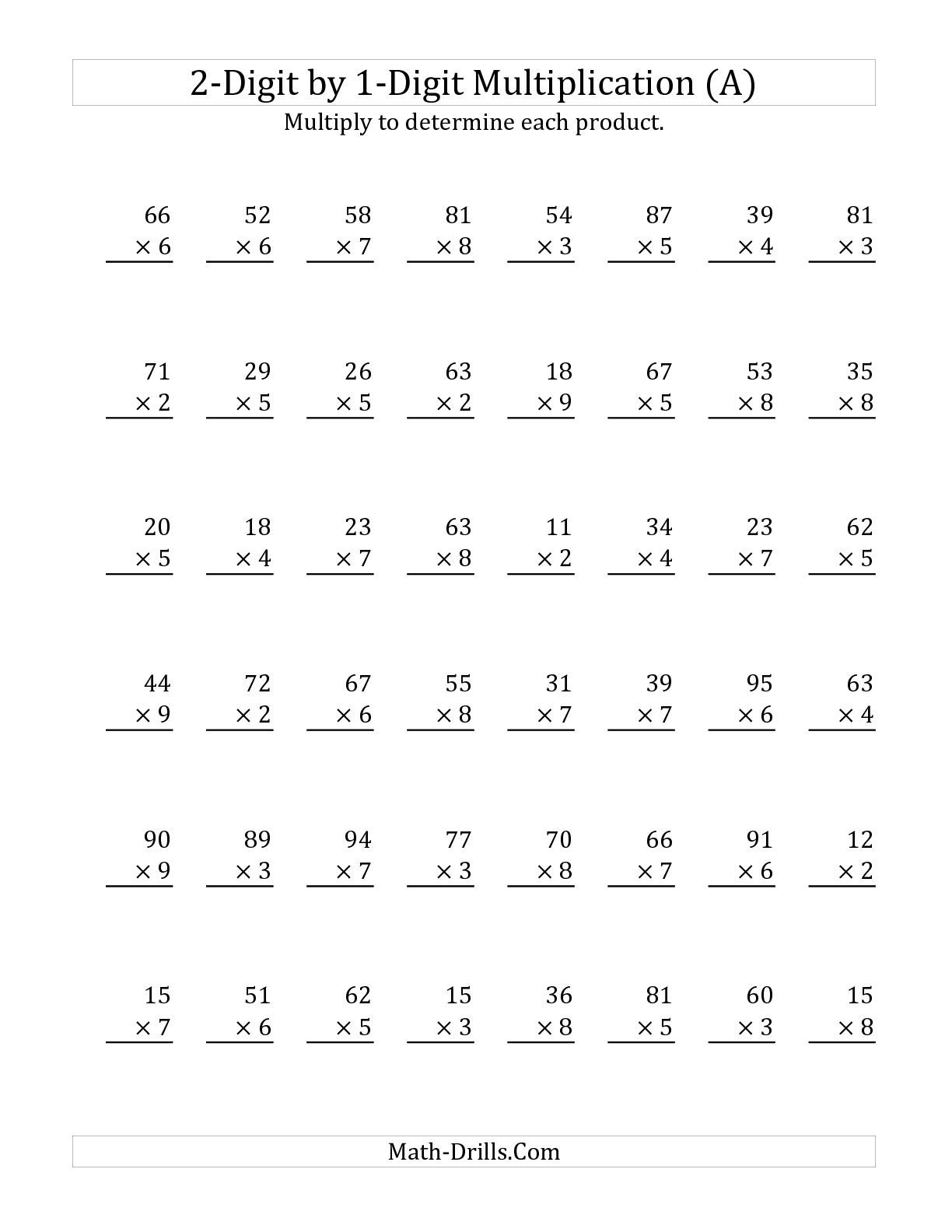 30 Easy 2Digit Multiplication Worksheets Grade 1