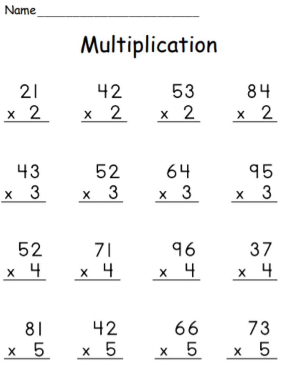 30 Easy 2Digit Multiplication Worksheets Grade 1