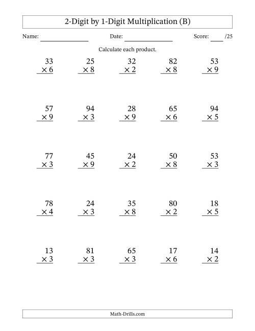 30 Easy 2Digit Multiplication Worksheets Grade 1