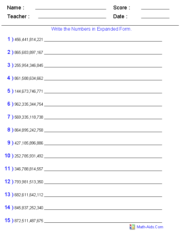 35 2Nd Grade Math Worksheets Expanded Form