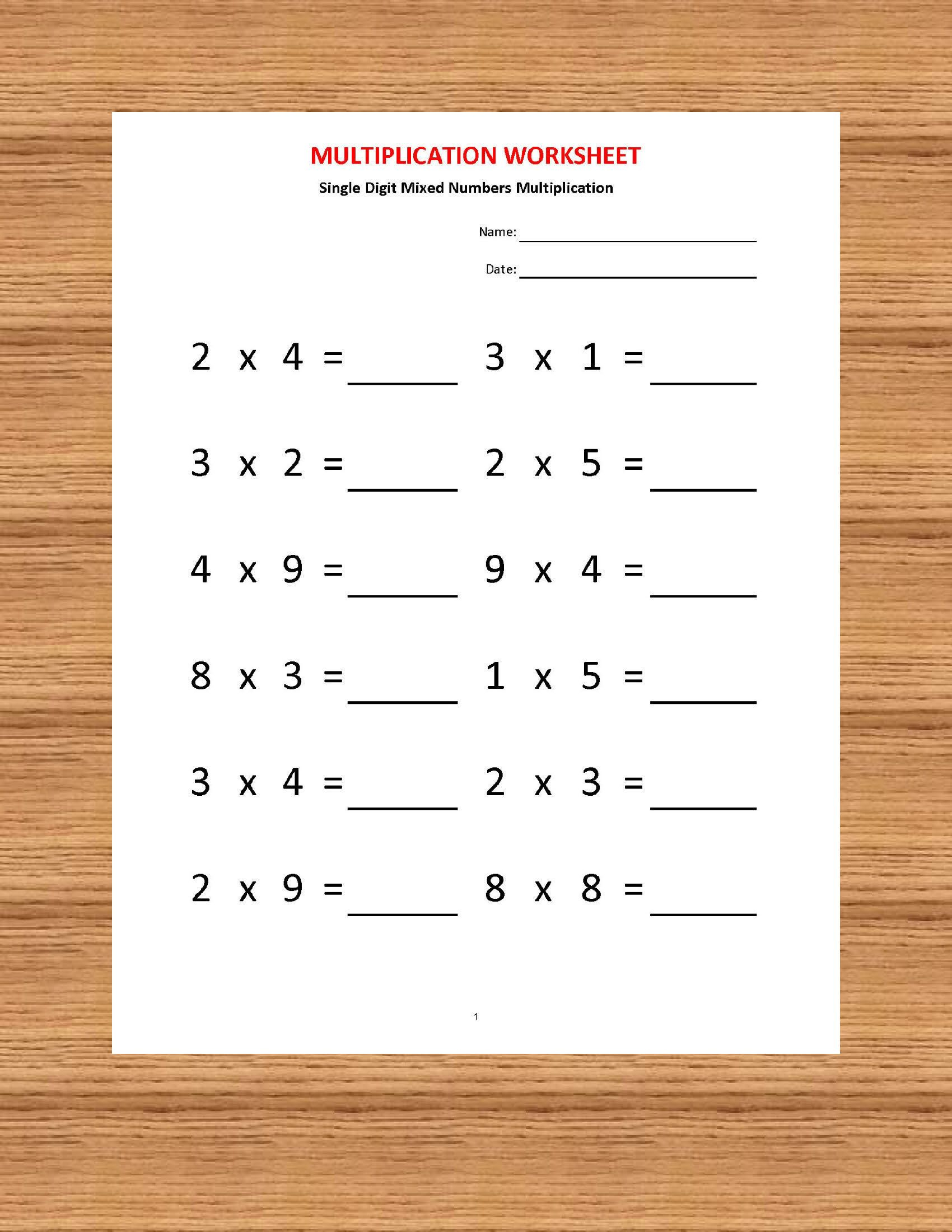 35 Kids Math Worksheets Multiplication