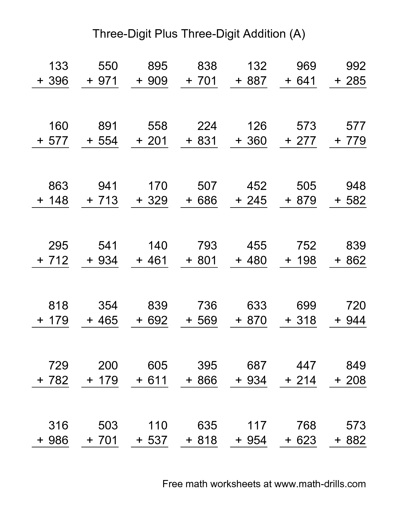 21 Addition Worksheets For Grade 3