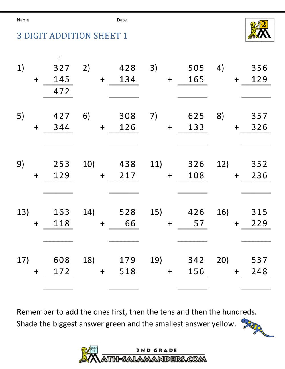 21 Addition Worksheets For Grade 3