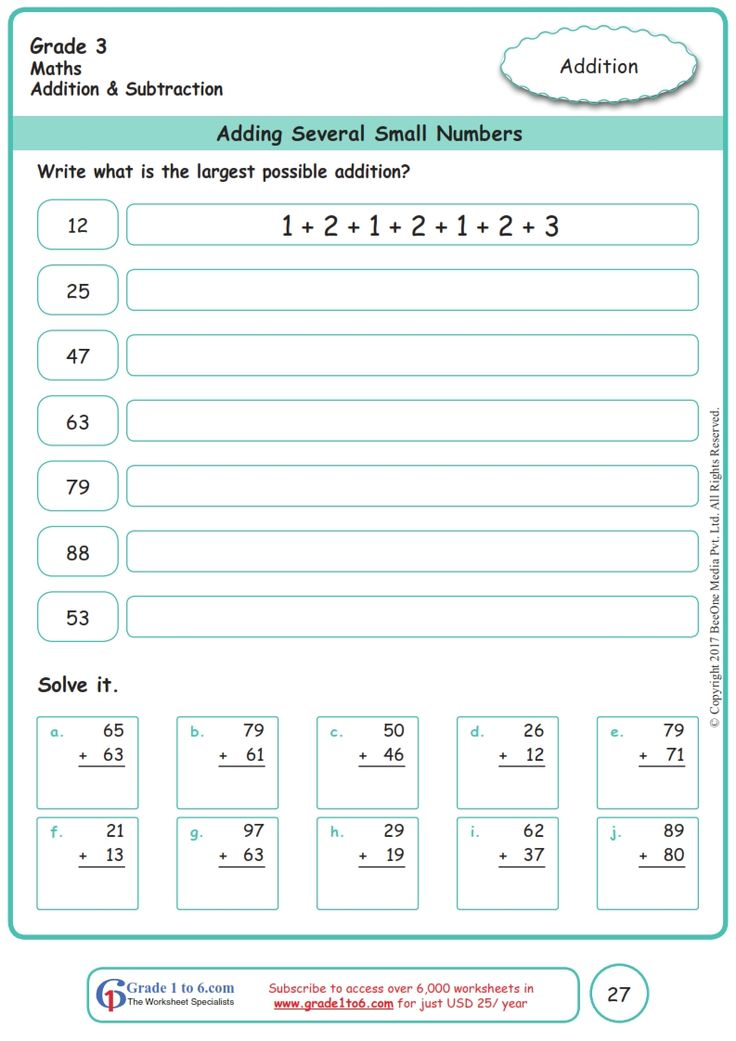 21 Addition Worksheets For Grade 3