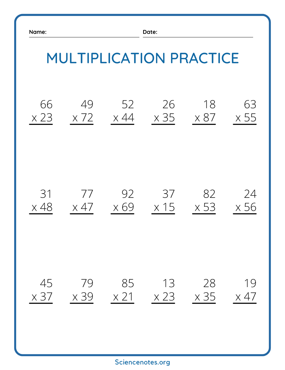 21 Easy 2Digit Multiplication Worksheets Grade 1