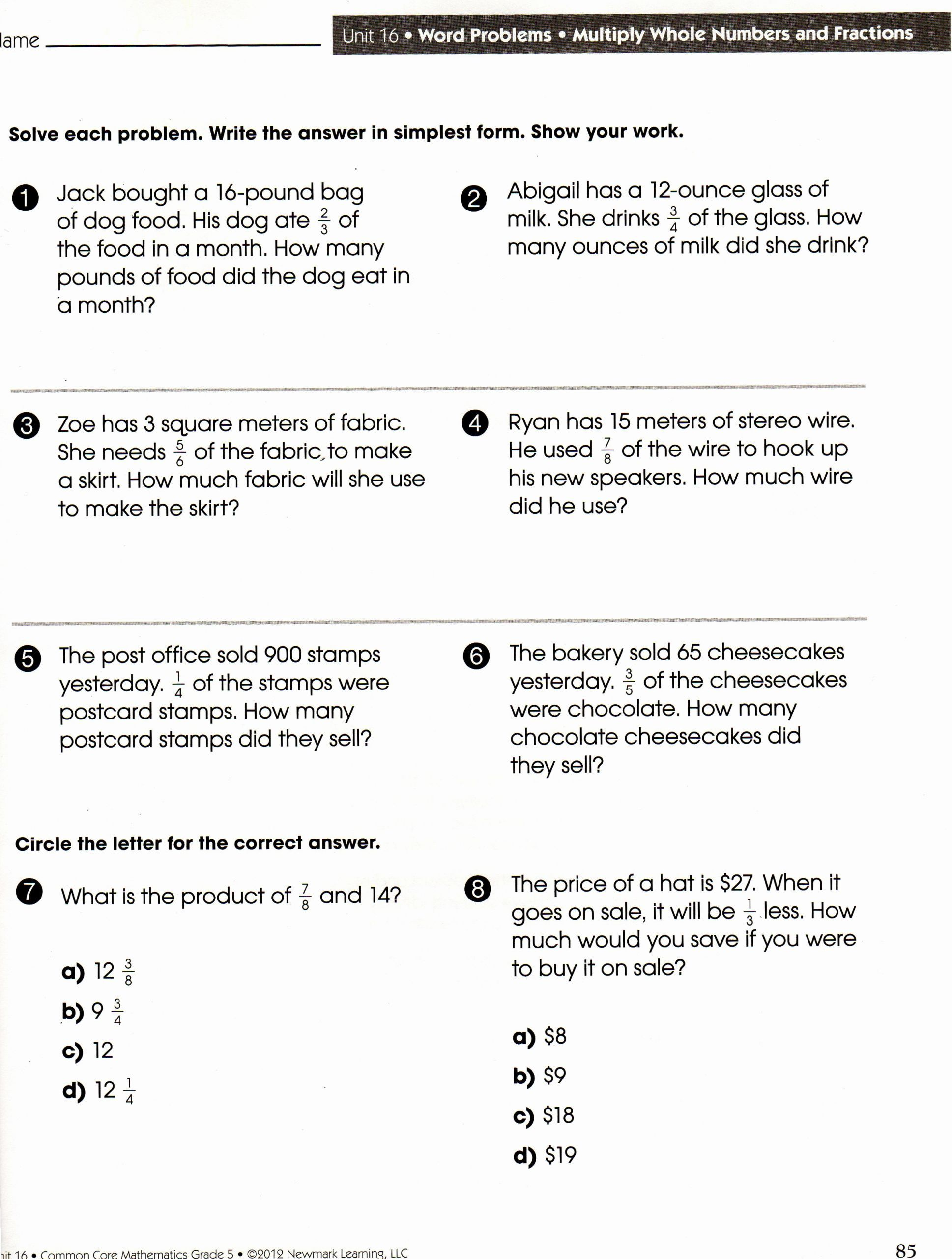 21 Grade 3 Math Worksheets Word Problems Division