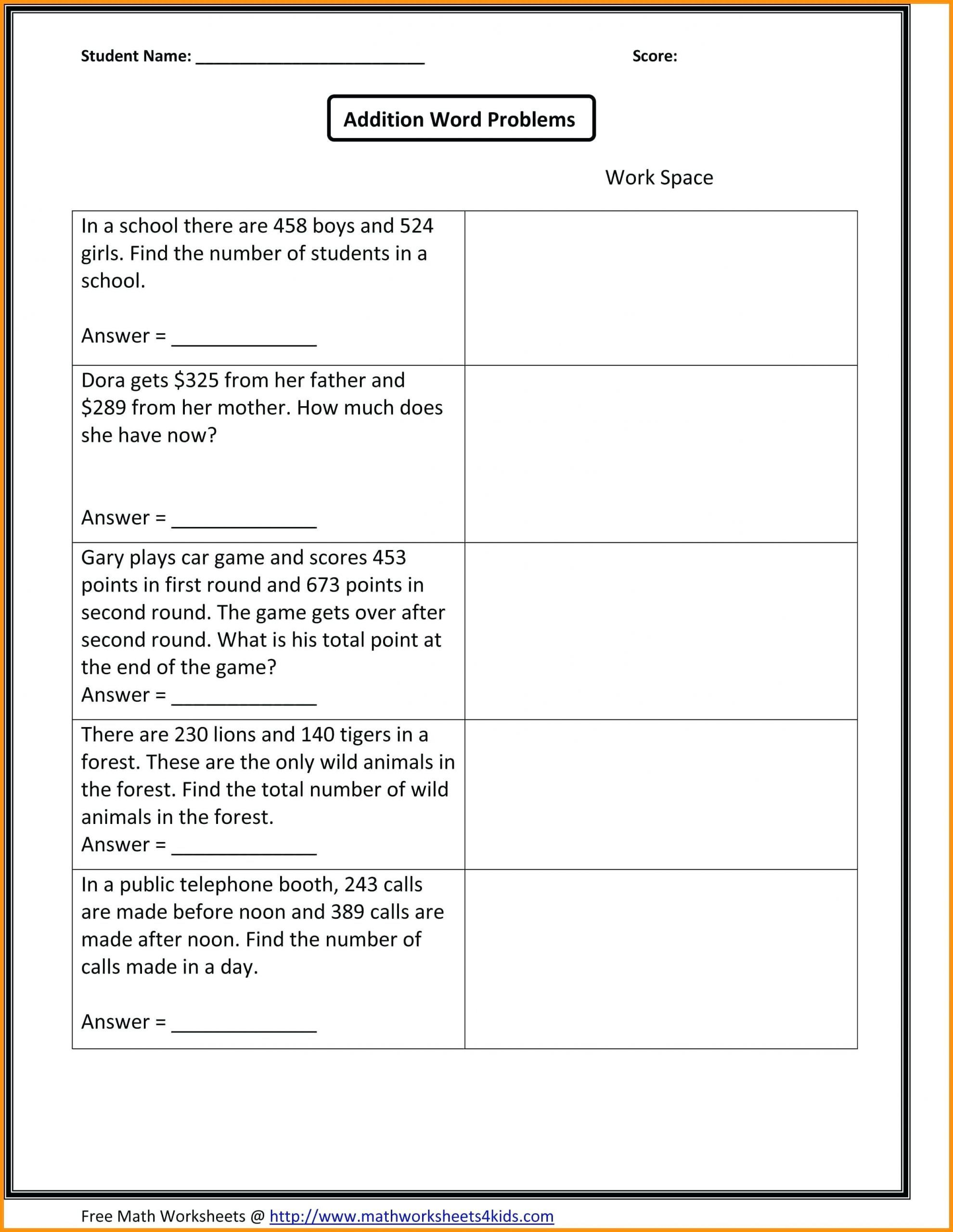 21 Grade 3 Math Worksheets Word Problems Division